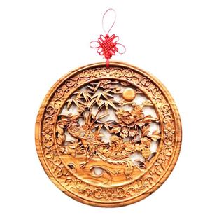 泰山桃木王看盘挂件桃木挂屏祥云福30公分单凤朝阳一帆风顺摆件