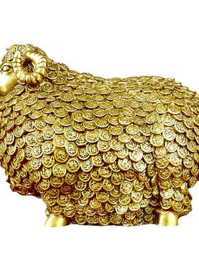 大号铜羊摆件生肖羊万福寿财字