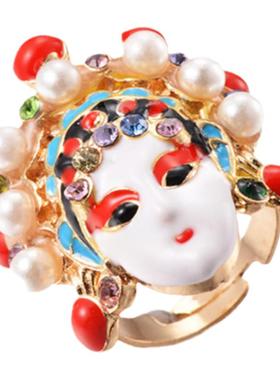 刀马旦戒指饰品京剧脸谱民族风