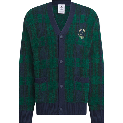 阿迪达斯男士针织格纹保暖外套