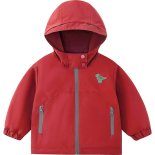 [小蛋壳三防]齐齐熊宝宝三合一冲锋外套男女童儿童防水新年红色冬
