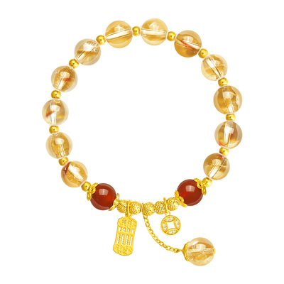 周大生黄水晶手串生日礼物送女生