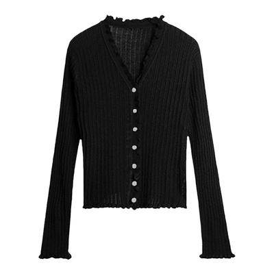 弥古黑色天丝亚麻针织衫高级感防晒开衫外套女春秋吊带裙外搭罩衫