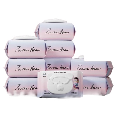 嘟咔熊新生婴儿手口湿巾80抽10包