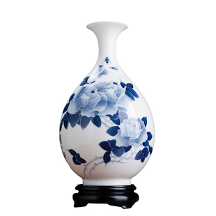 东方泥土 陈雪娥大师作品《月月红》釉下彩陶瓷手绘花瓶客厅摆件