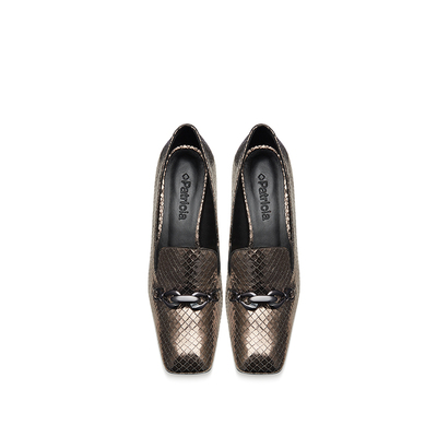 Patricia金属蜥蜴纹羊皮中跟单鞋