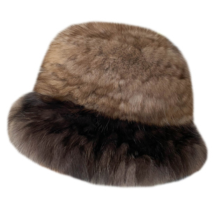 紫貂毛优雅木耳边皮草小礼帽 冬季女士高级感冬季裘皮保暖帽子