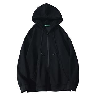 纯色开衫卫衣男女秋季潮流宽松百搭情侣连帽拉链oversize高街外套