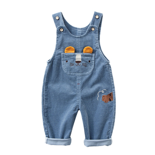 宝宝背带裤春秋纯棉按扣新款2026男童春装一岁儿童灯芯绒婴儿裤子