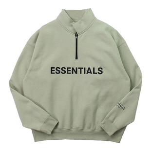 FotiGmanClub FOG ESSENTIALS 复线胸前字母加绒半拉链长袖卫衣