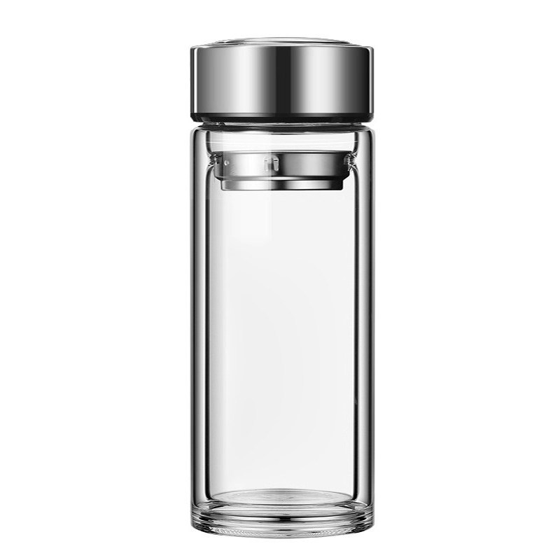 矮胖加厚双层玻璃泡茶杯