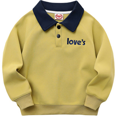 秋冬男童加绒休闲宽松卫衣POLO潮