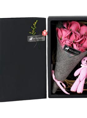 香皂小熊玫瑰花七夕情人节礼物