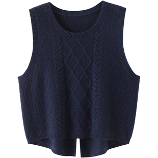 不容错过！好搭~针织山羊绒衫女马甲无袖后开叉纯羊绒打底衫秋冬