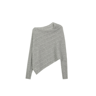 【明星同款】MANNALA丨“灰溪地”定纺大溪地灰不规则羊毛针织衫