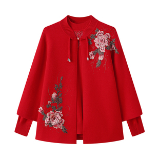 妈妈秋冬装结婚礼服针织开衫套装新款中老年女高贵内搭毛衣两件套