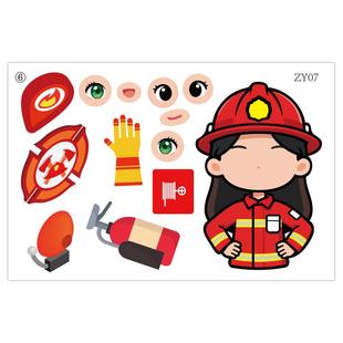 贴纸卡通变装益智自粘贴欢乐动手组合DIY多种职业动脑贴画可爱手账贴创意幼儿园教学儿童互动娱乐粘画帖变换