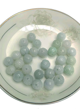 8mm10mmDIY散珠翡翠A货小莲花手链配饰珠子【翡翠玉石散珠】