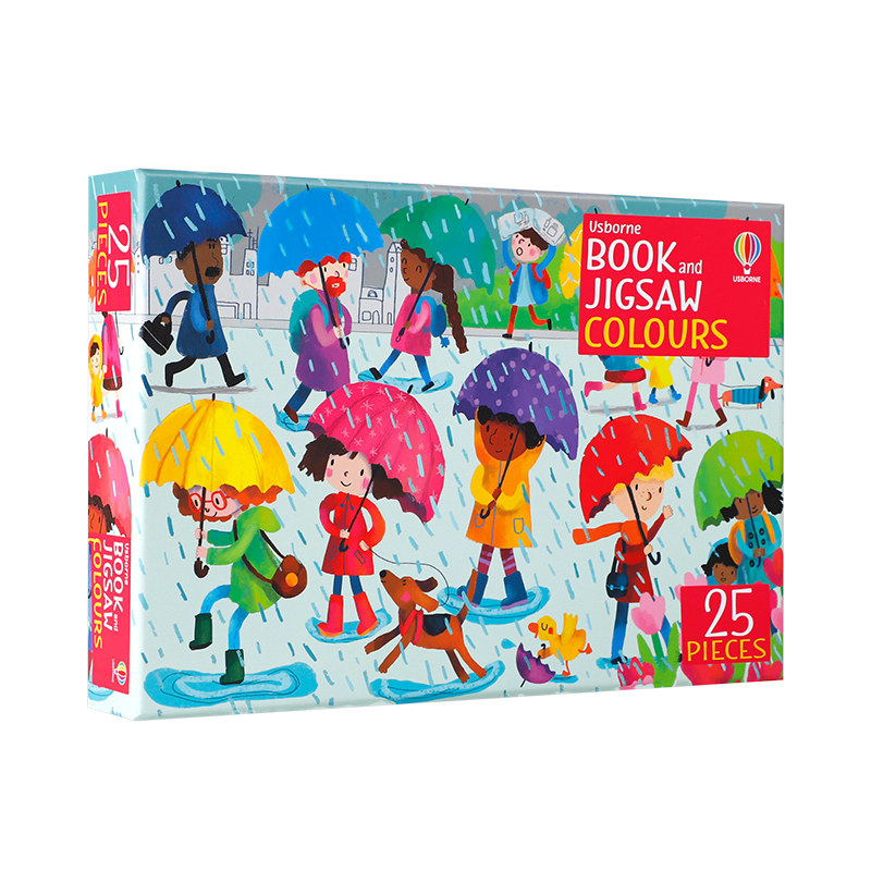 英文原版绘本Usborne Book and Jigsaw Colours颜色拼图 儿童颜色认知图画书 明亮水彩插图 培养孩子视觉认知能力早教益智拼图玩具
