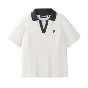 FILA FUSION斐乐POLO衫官方女装针织衫上衣2026秋季新款修身T恤