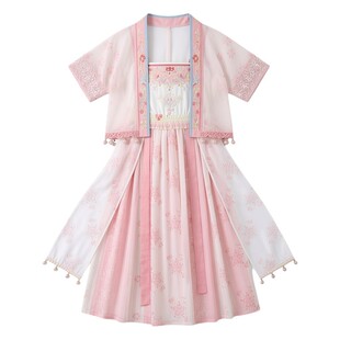 儿童汉服套装新款女童民族服装异域风情西域粉色夏中国风超仙裤装