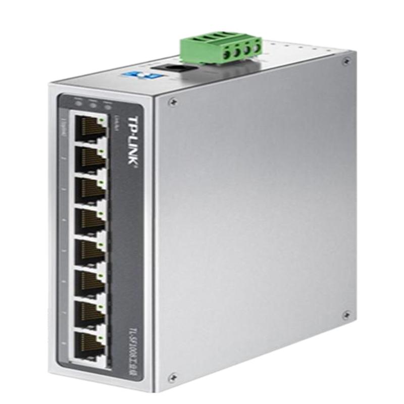 普联TP-LINK TL-SF1008工业级网络交换机8口百兆模块轨道导轨式安装冗余电源VLAN隔离防尘耐高温低温12V