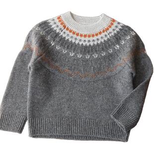 康赛妮毛衣女童加厚100纯山羊绒衫红色宝宝针织打底衫男童羊毛衫