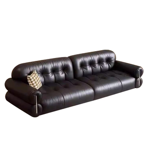欧派家居黑糖云朵真皮2026新款客厅头层牛皮意式复古中古风沙发
