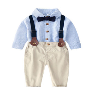 男童背带裤套装婴儿礼服宝宝春夏装1周岁生日礼服男花童绅士西装