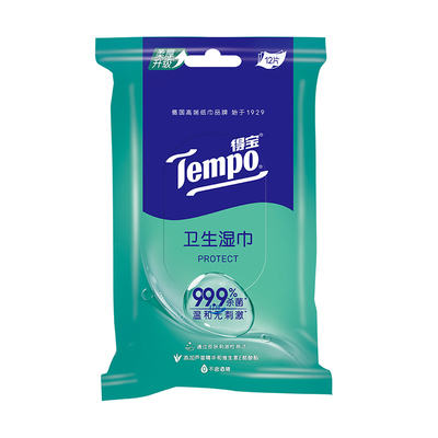 Tempo得宝湿巾便携杀菌12片5包