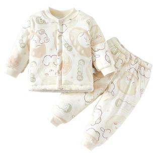婴儿分体套装冬季宝宝衣服保暖加厚棉衣夹棉婴幼儿冬天纯棉冬装男