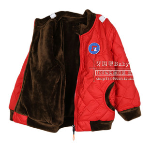 帅鹿绗棉棉衣棉袄加绒加厚外套保暖上衣男女童立领棉服110-150码