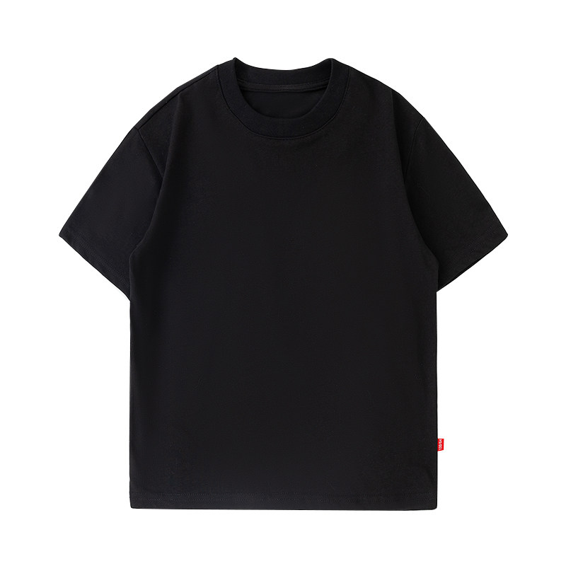 菊熊|儿童纯黑色T恤短袖纯棉班服透气男女童2025新款宽松半袖上衣