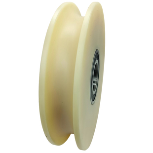 尼龙U型钢丝绳滑轮圆钢槽轮塑料凹槽圆弧形滚轮导向轮圆管轨道轮