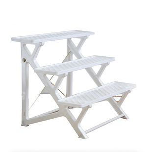 爱丽思IRIS阳台置物架种菜盆支架塑料落地花架三层露台台阶花盆架