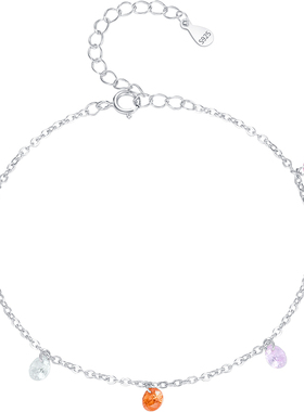 摩典925银多巴胺锆石圆钻手链女