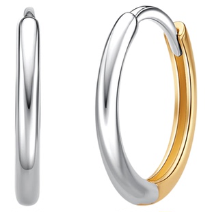 圆圈 双色18k金耳环纯18k金耳饰彩金耳圈素圈18k金小耳扣配件