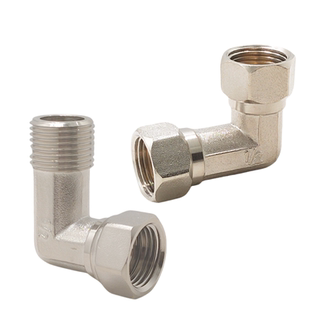 全铜镀镍活接弯头内外丝双内大通径活接异径变径大小弯螺纹牙直角