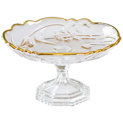 金边喇叭花高脚小果碟零食糖果盘