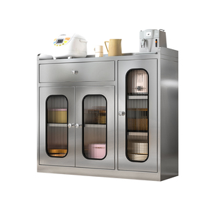 304不锈钢餐边柜家用厨房橱柜餐厅备餐柜多功能收纳储物矮柜定制