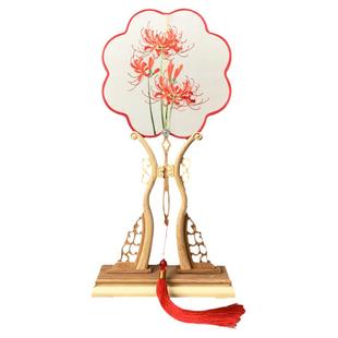 古风团扇中国风双面半透明圆形小扇子宫扇舞蹈女式汉服旗袍夏季