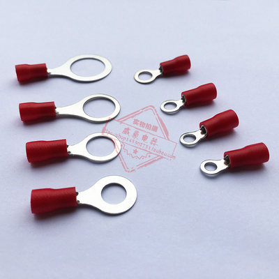 RV1.25-8厚0.5mm O型圆形冷压预绝缘接线端子线鼻子1-8 1.5-8黄铜