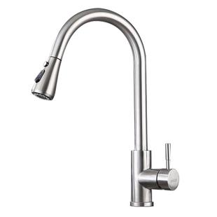 四季沐歌厨房面盆水龙头不锈钢洗菜盆旋转抽拉瀑布冷热洗手盆龙头