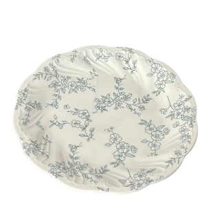 糖小姐 法式复古陶瓷盘子家用高级感碗盘餐具ins雾蓝花卉花边餐盘