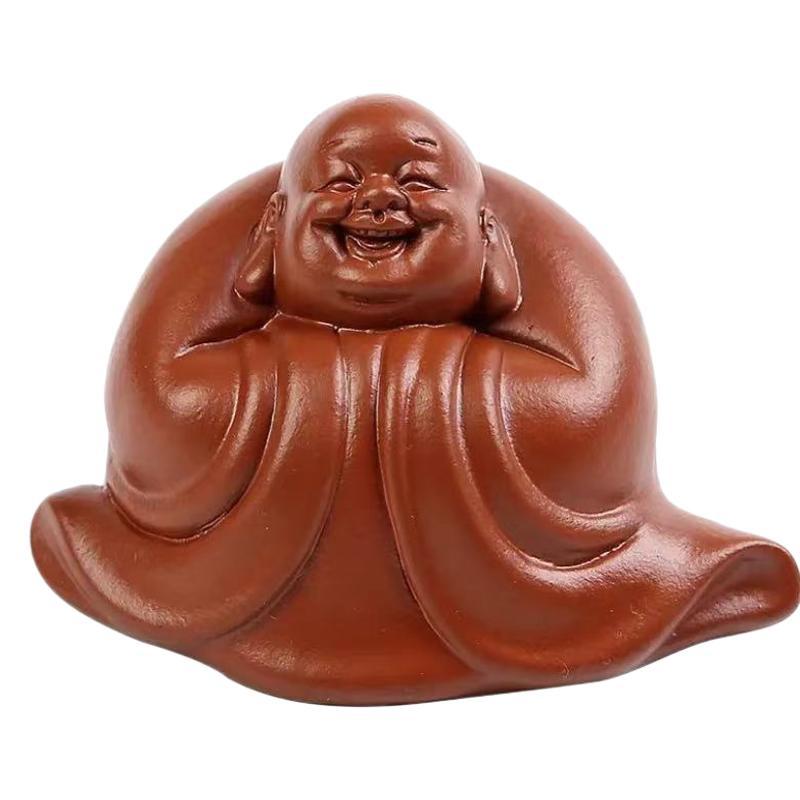 紫砂弥勒佛禅意招财茶宠装饰摆件