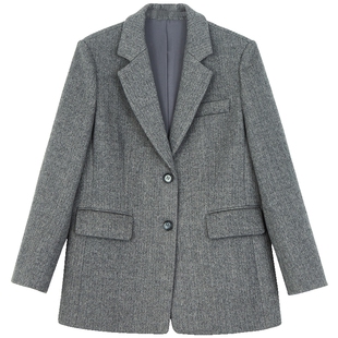 Lavinia羊毛混纺毛呢加厚外套女冬新款时尚通勤OL风西装上衣