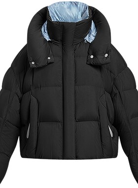 KBNE浅蓝高密空气感短款羽绒服女2025冬季新款连帽保暖云朵面包服