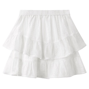 RUISHI芮时“莫瑞花园”100苎麻蕾丝少女感松紧腰蛋糕裙裤女春夏