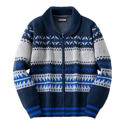 2025秋冬美式复古提花拼色针织外套男拉链开衫毛衣Men's sweater