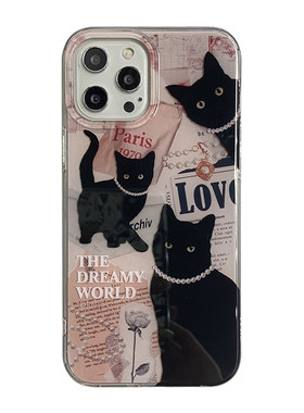 苹果iphone硅胶创意暗黑猫咪